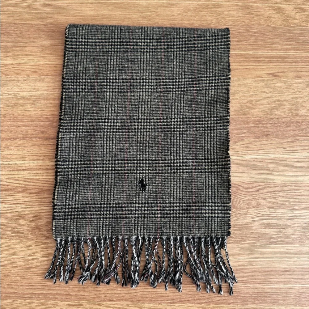 Polo Ralph‎ Lauren 90s’ Vintage 100% Lambswool Plaid Fringe Scarf
